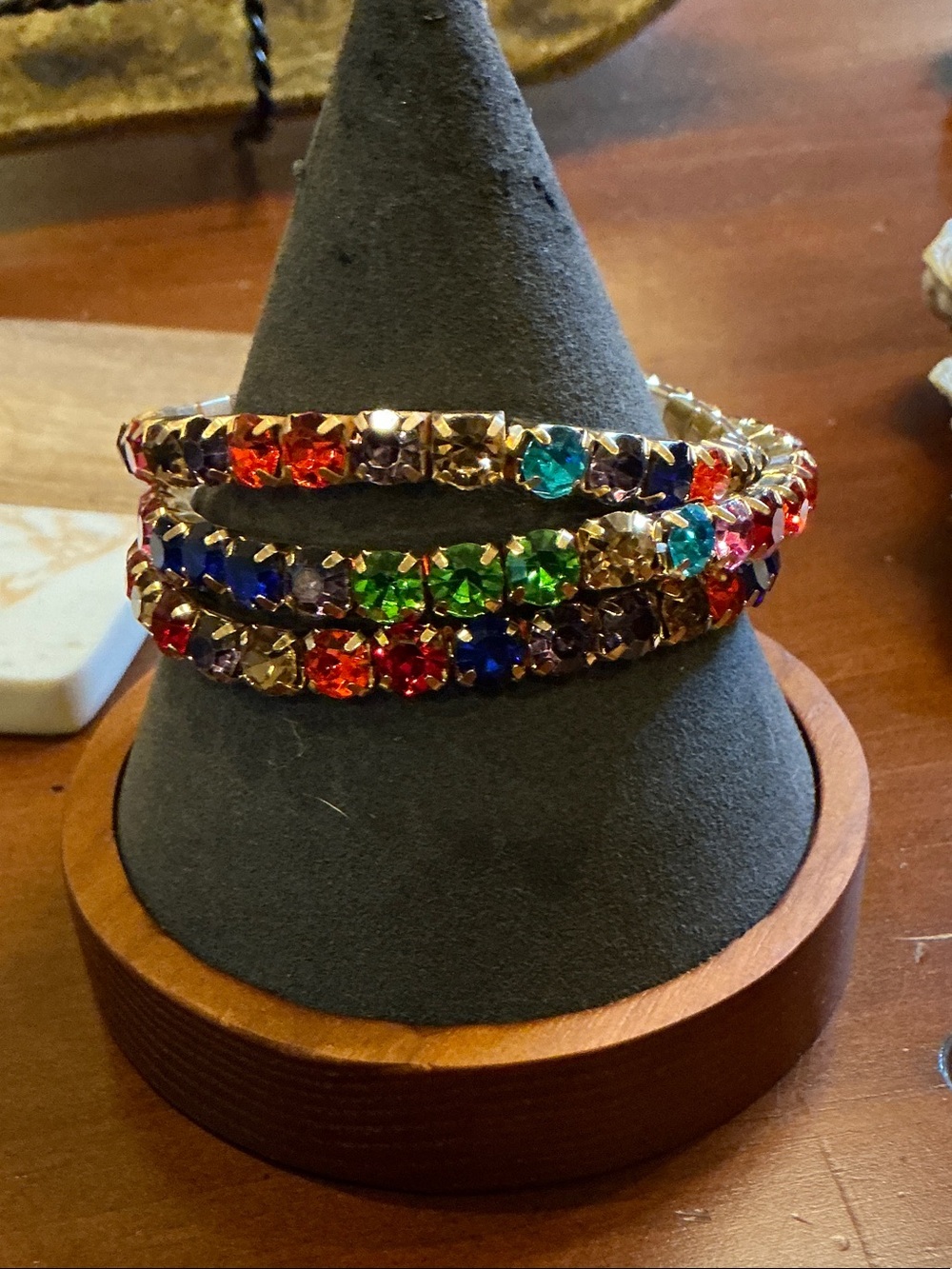 Multicolor Crystal Wrap Bracelet - Gold Tone